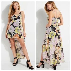 NEW Guess Black Taryn Skirt Floral Maxi Dress Romper